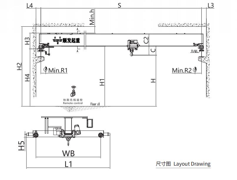 歐式單梁起重機(jī)(3.2t)尺寸圖.jpg 歐式單梁起重機(jī)